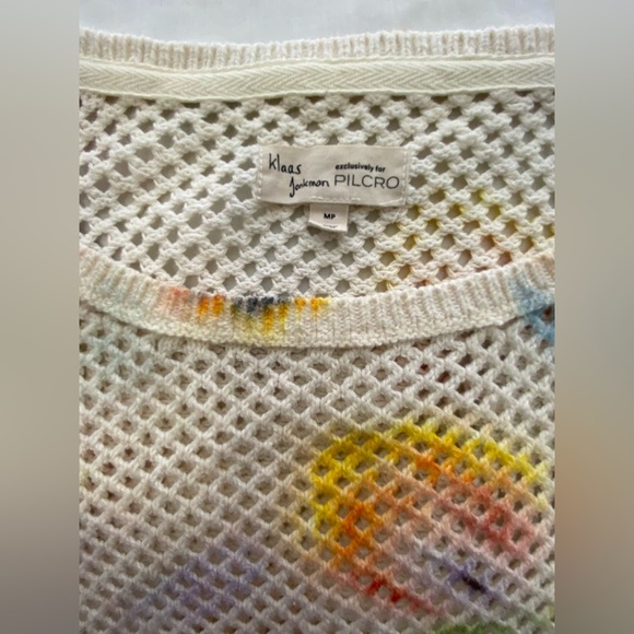 Anthropologie Klaas Jonkman Multicolor Mesh stitch crew neck sweater Medium - Picture 13 of 15